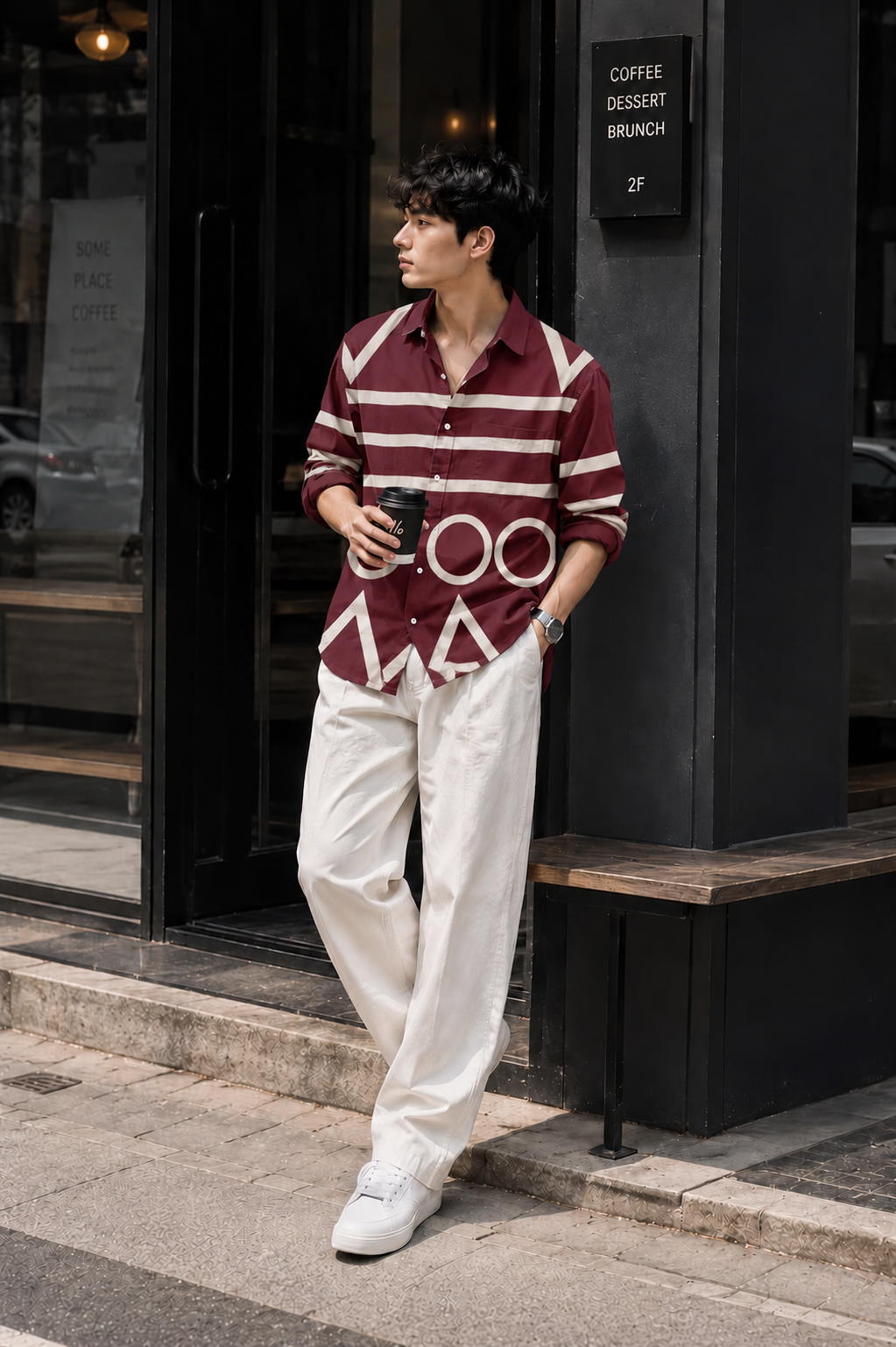 Burgundy Geometry Shirt