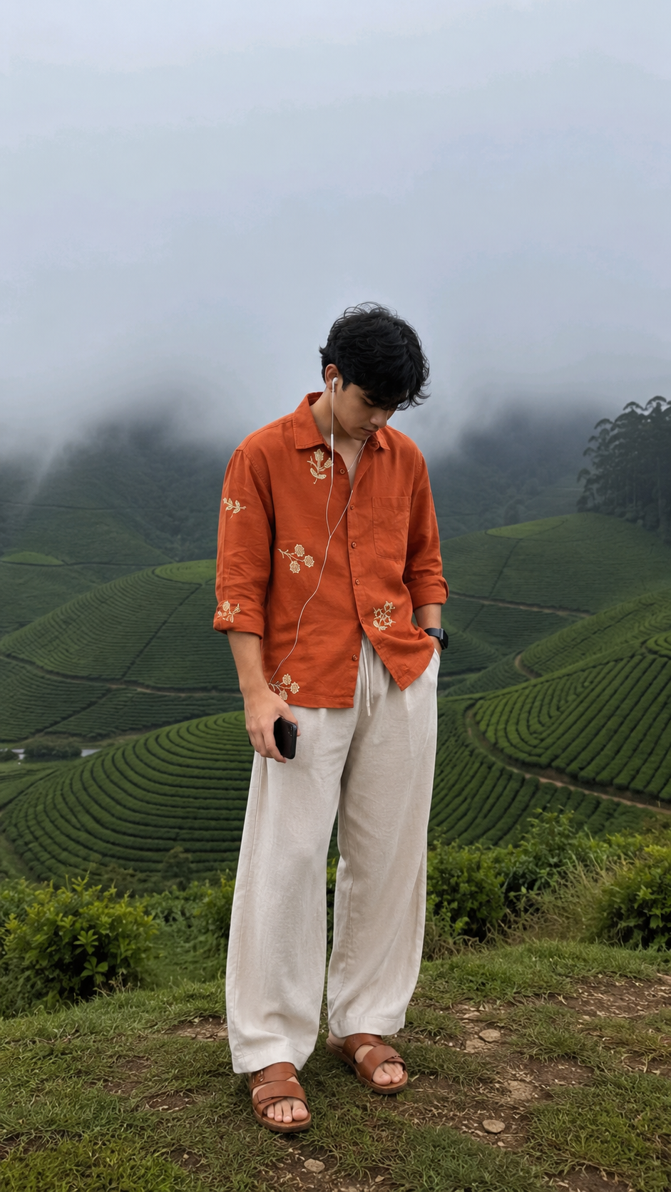 Rustic Bloom Embroidered Cotton Shirt