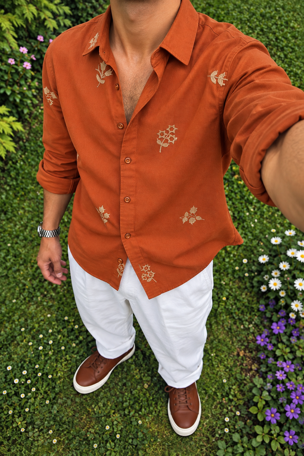 Rustic Bloom Embroidered Cotton Shirt thumbnail 2