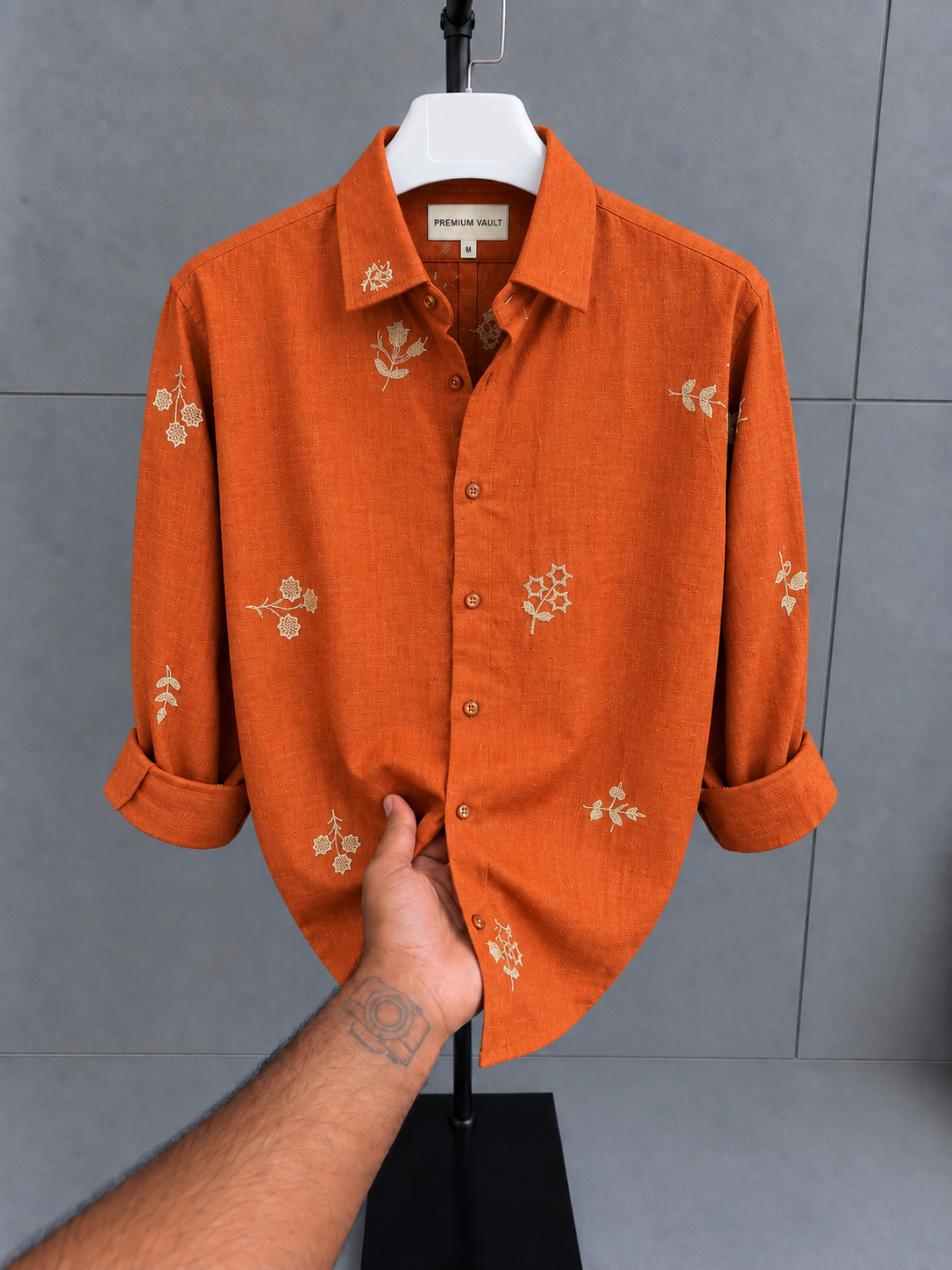 Rustic Bloom Embroidered Cotton Shirt thumbnail 4
