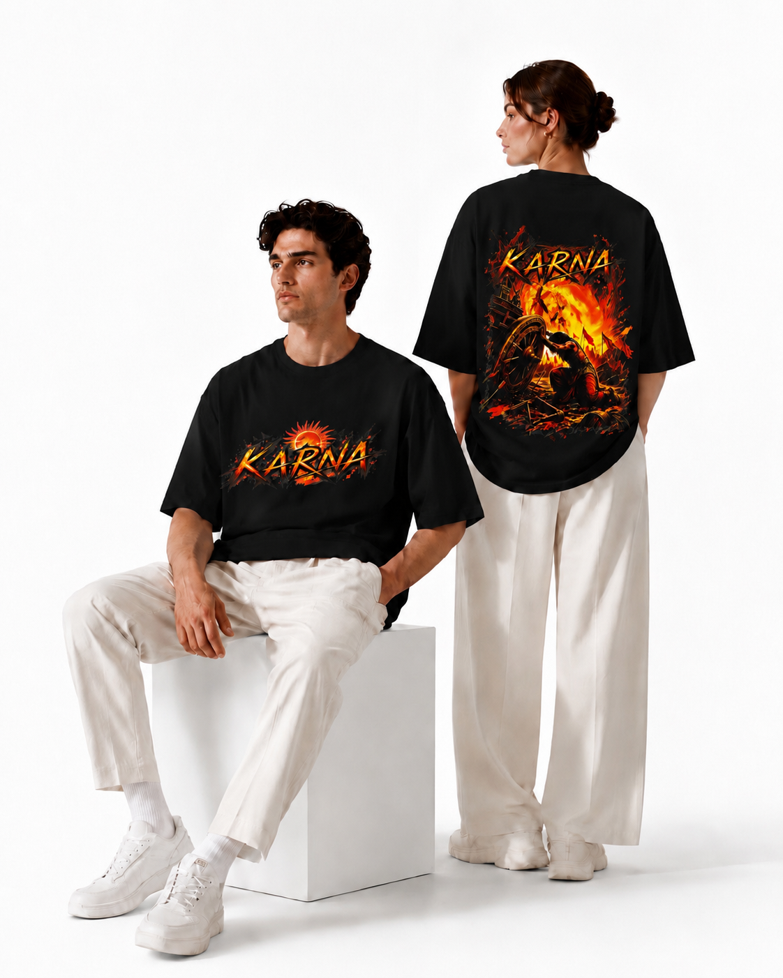 Karna Graphic Oversized T-Shirt 1 – Black & White thumbnail 5