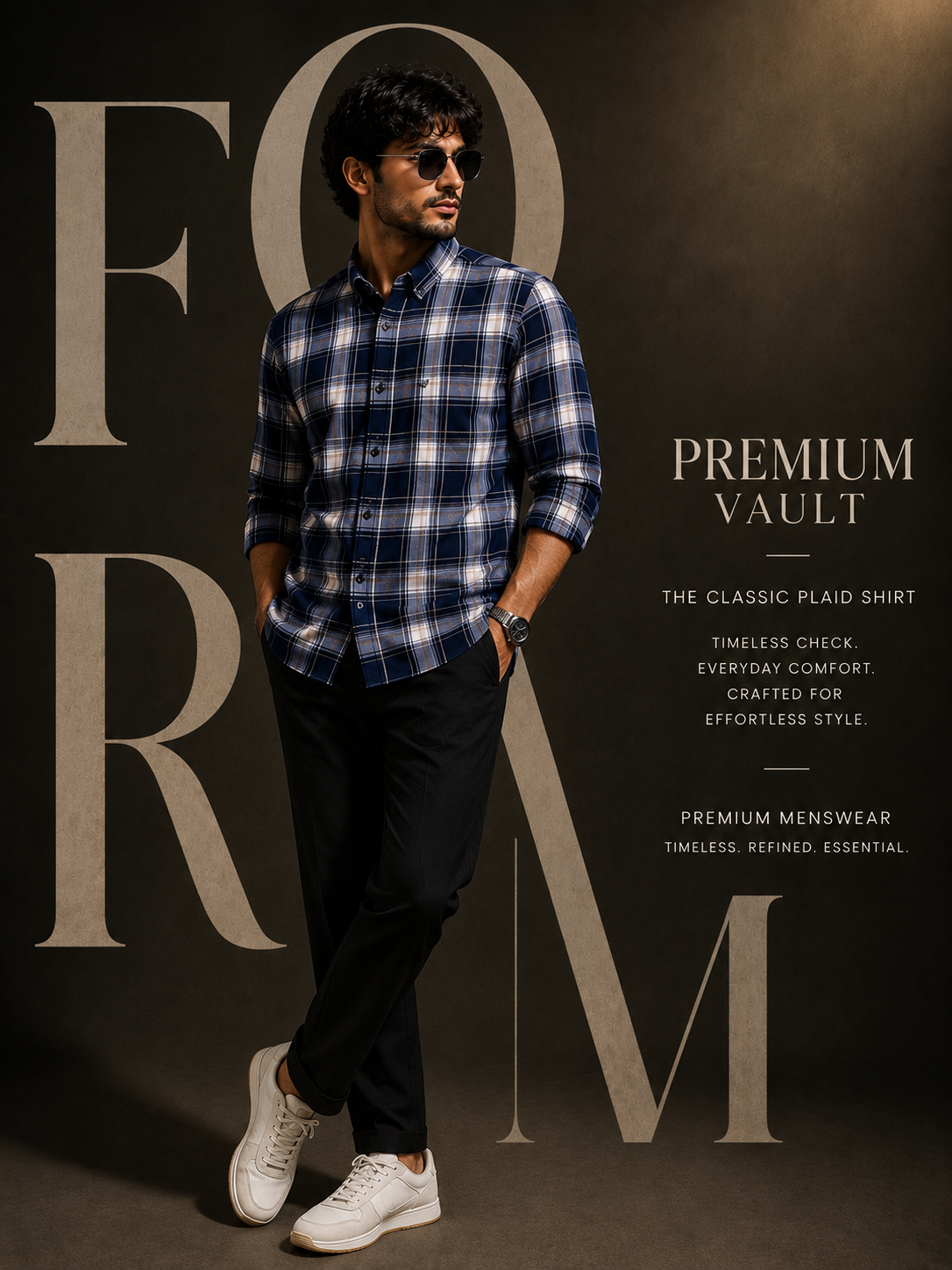 Premium Navy Blue Classic Check Shirt thumbnail 6