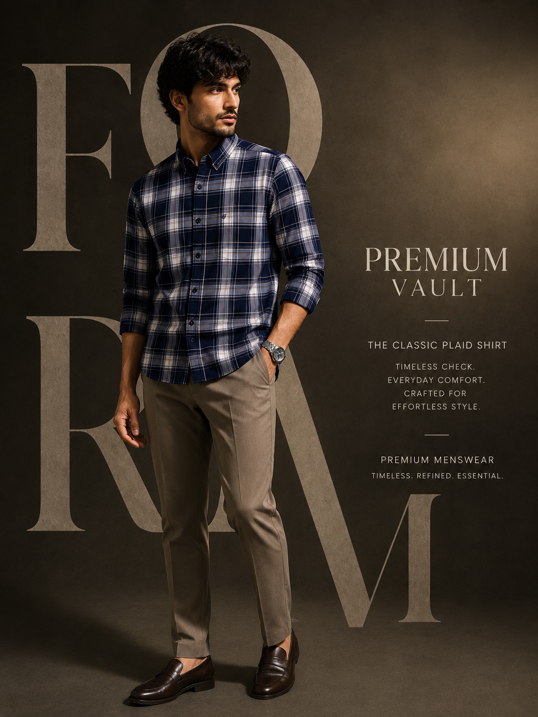 Premium Navy Blue Classic Check Shirt thumbnail 7