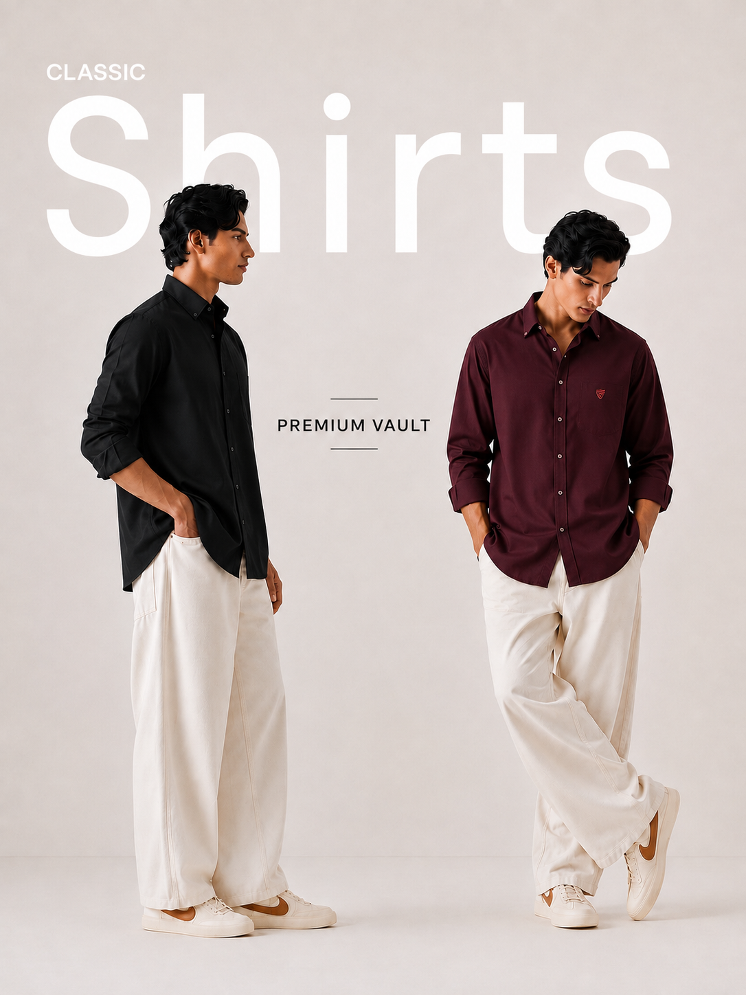 Premium Vault Classic Armani-Style Shirt – Maroon,black thumbnail 3