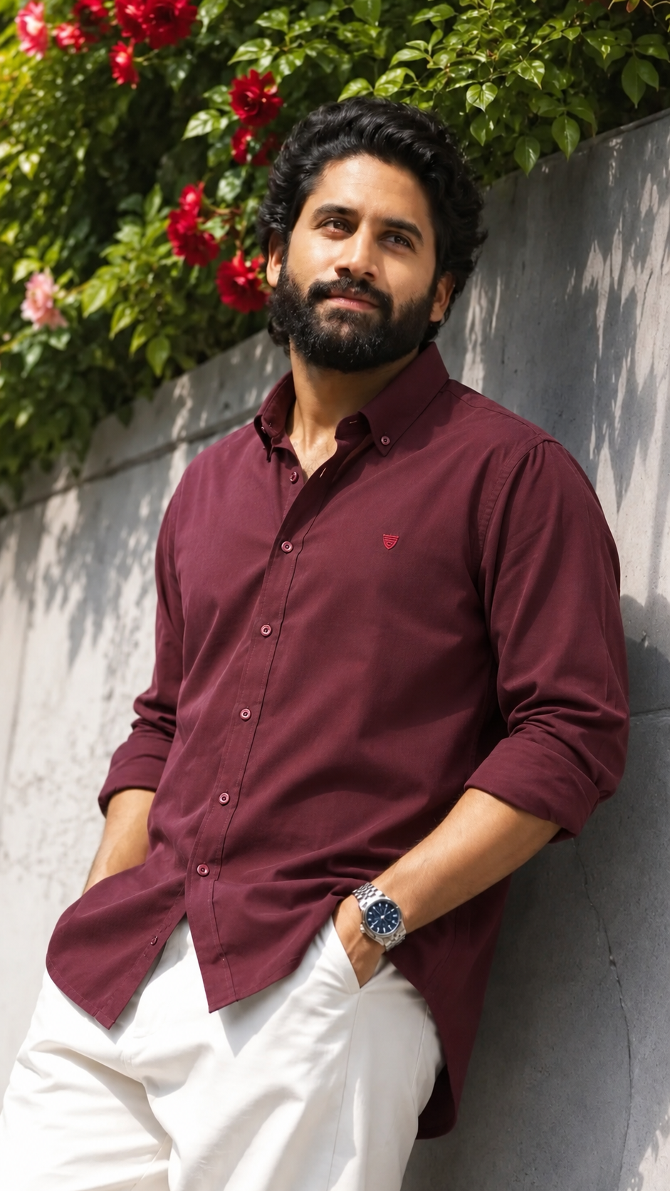 Premium Vault Classic Armani-Style Shirt – Maroon,black thumbnail 6