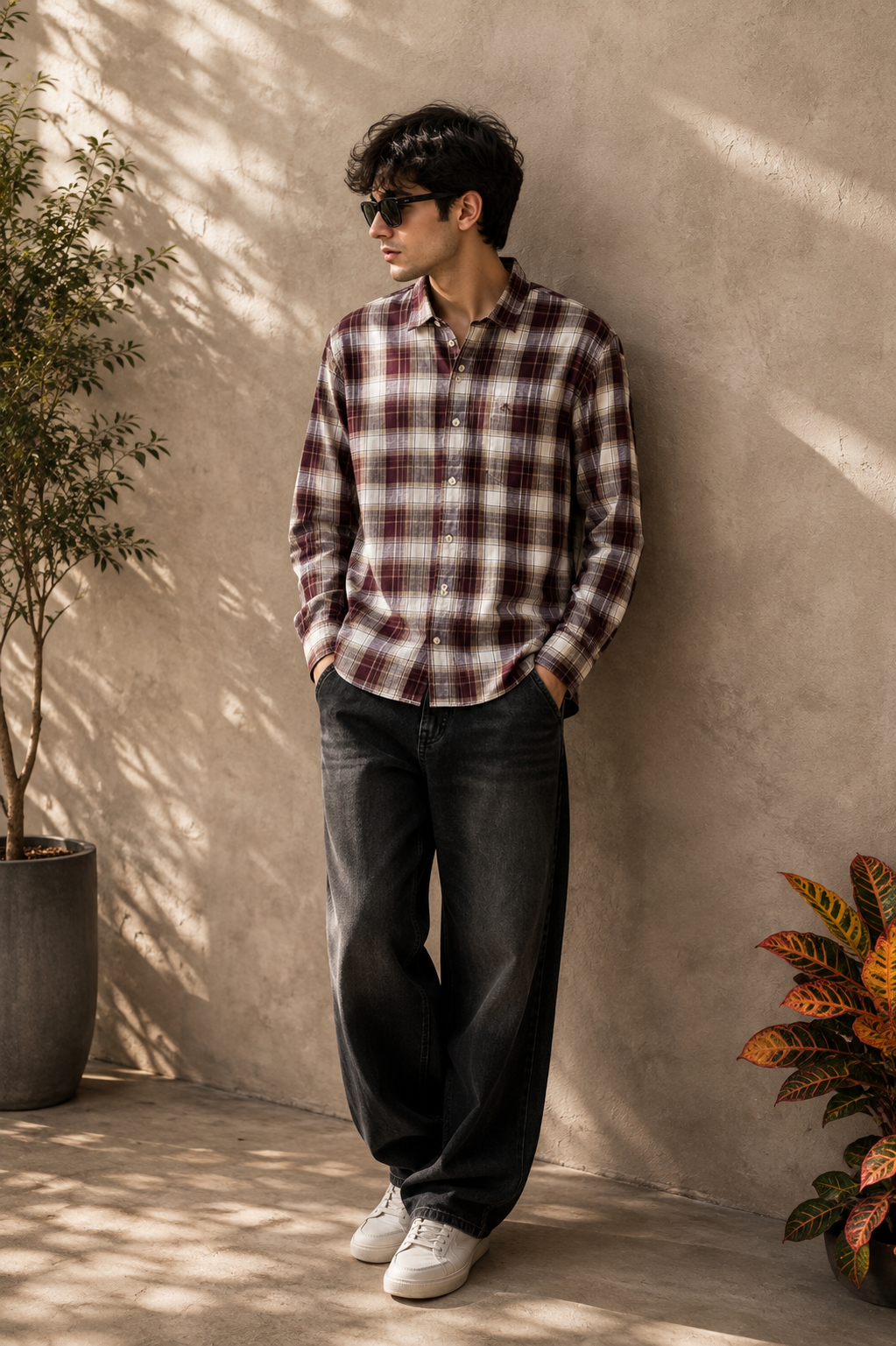 Premium Vault Heritage Plaid Shirt – Burgundy & Cream thumbnail 5