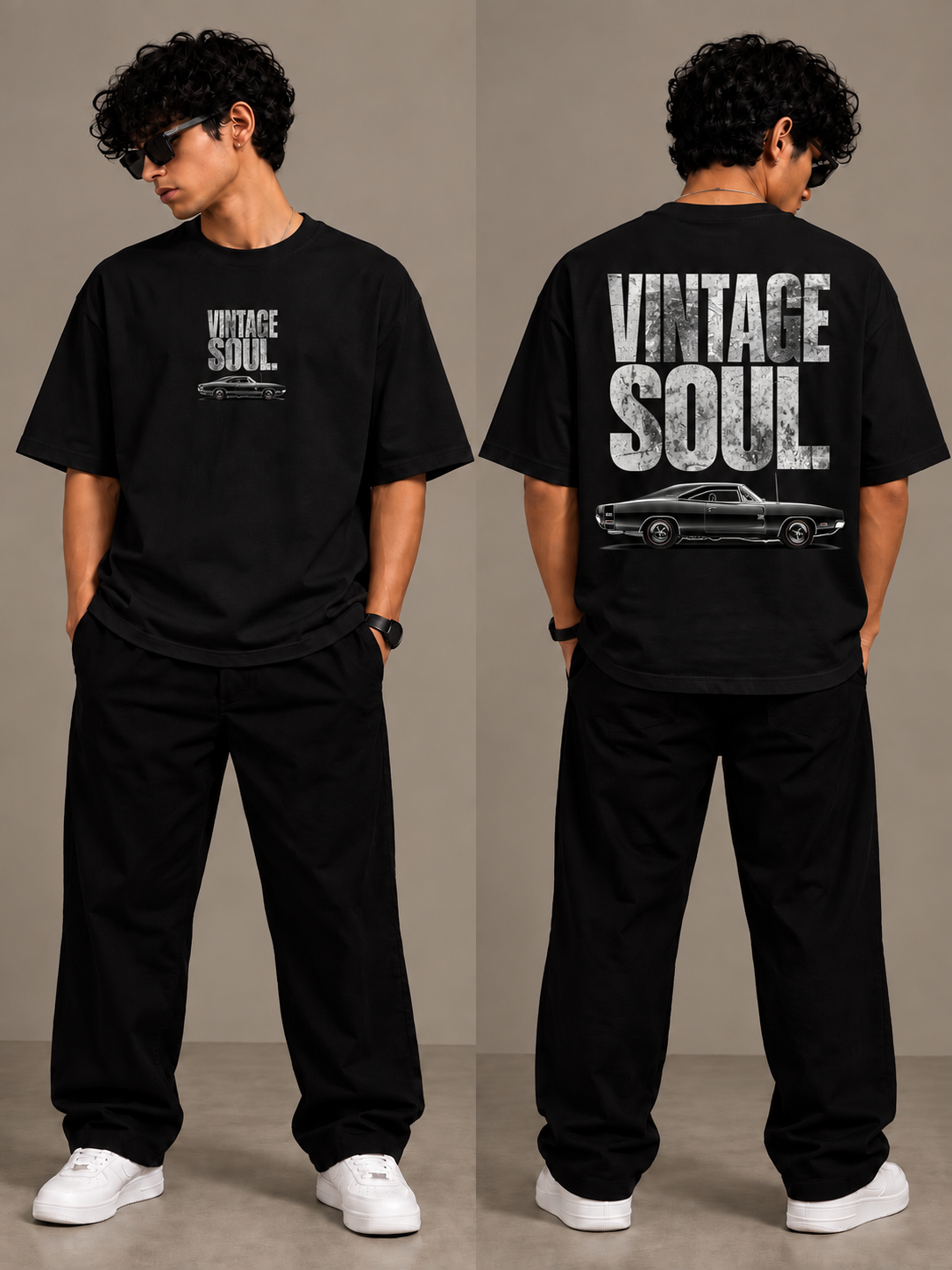 Vintage Soul Classic Car Oversized T-Shirt thumbnail 2