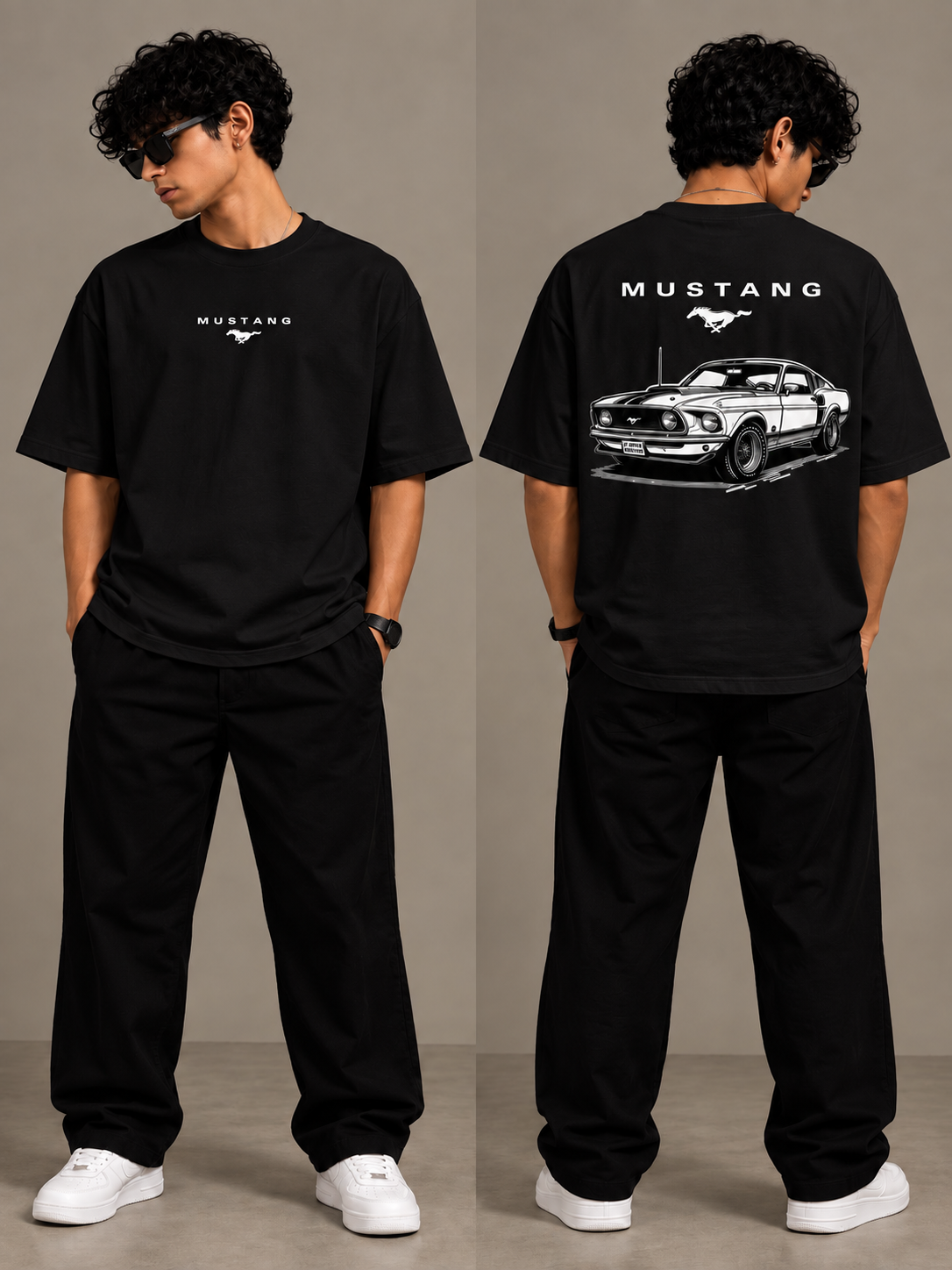 Mustang Classic Car Graphic Oversized T-Shirt