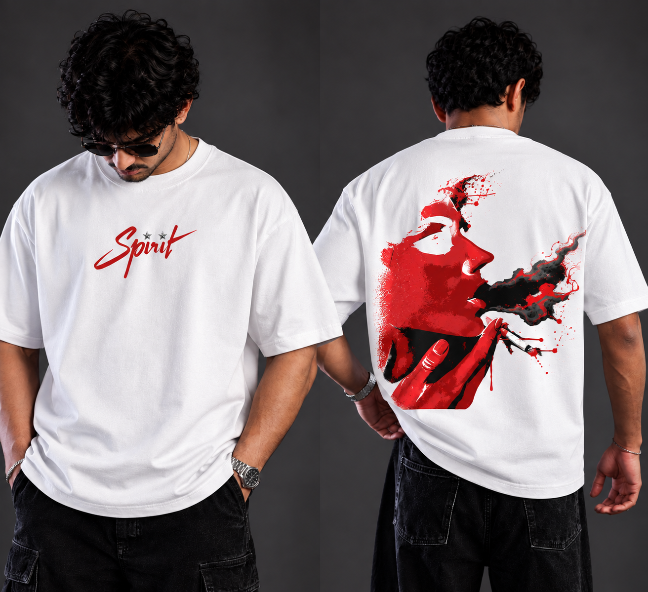 Spirit Red Smoke Graphic Oversized T-Shirt thumbnail 2
